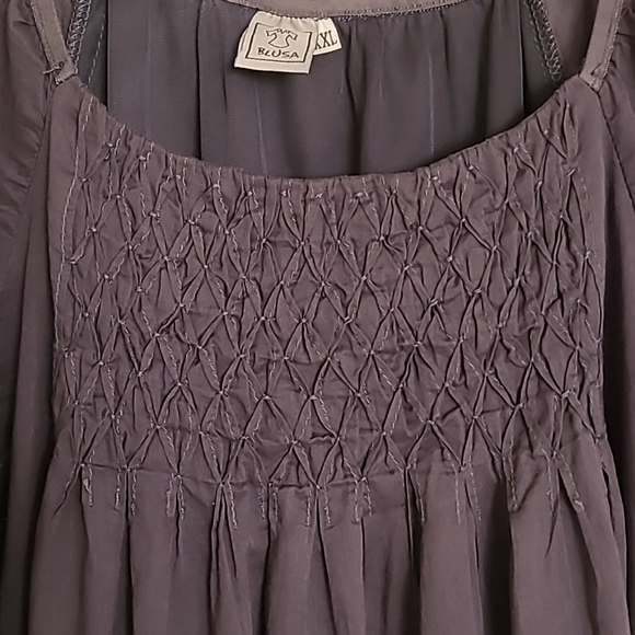 EMROIDERED BLUE BLOUSE - Picture 2 of 7